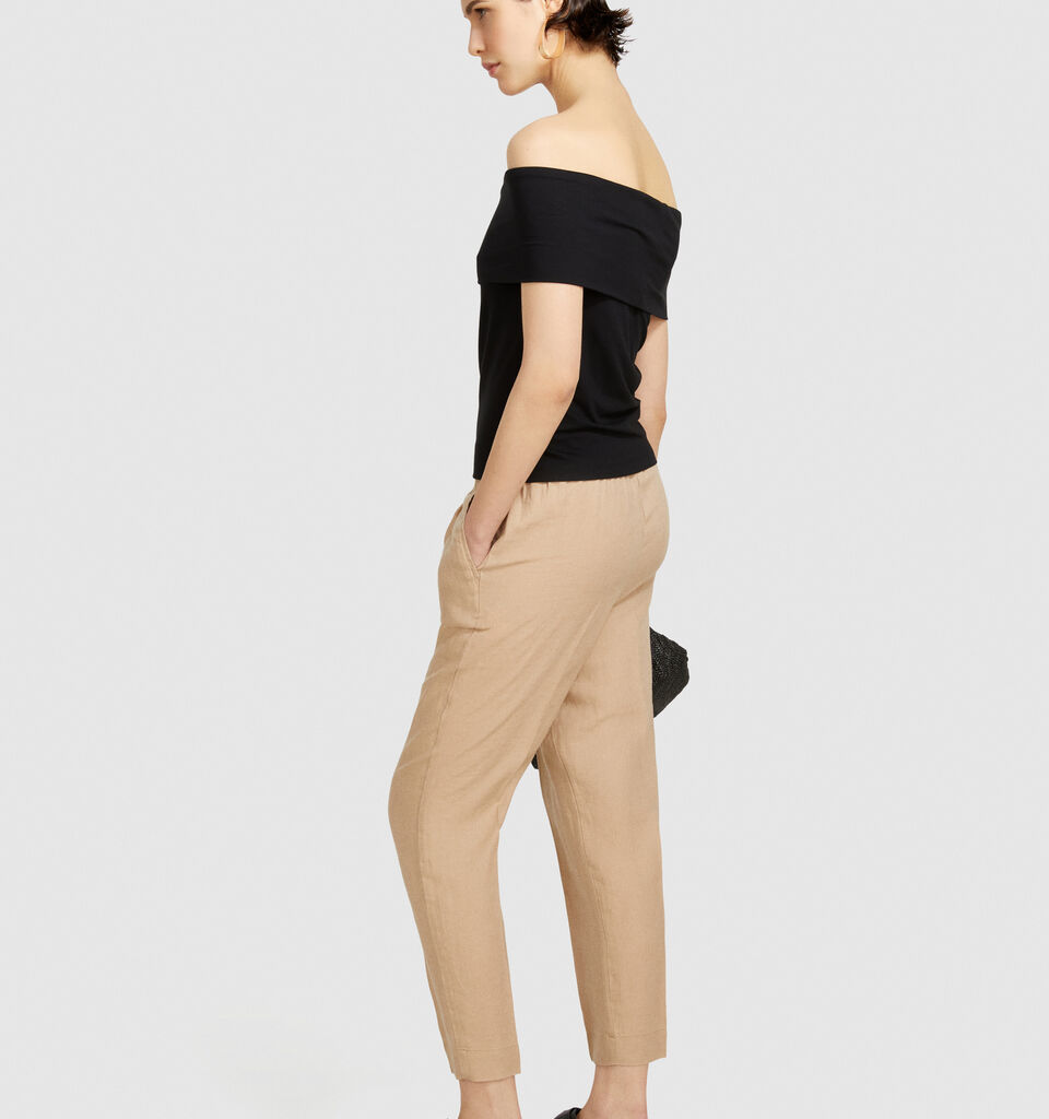 100% linen joggers - women's joggers - Beige | Sisley image number 2